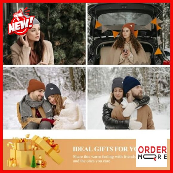 Satin Lined Winter Beanie Set, 3 Pack Silk Lined Soft Hats for Women - Picture 8 of 8